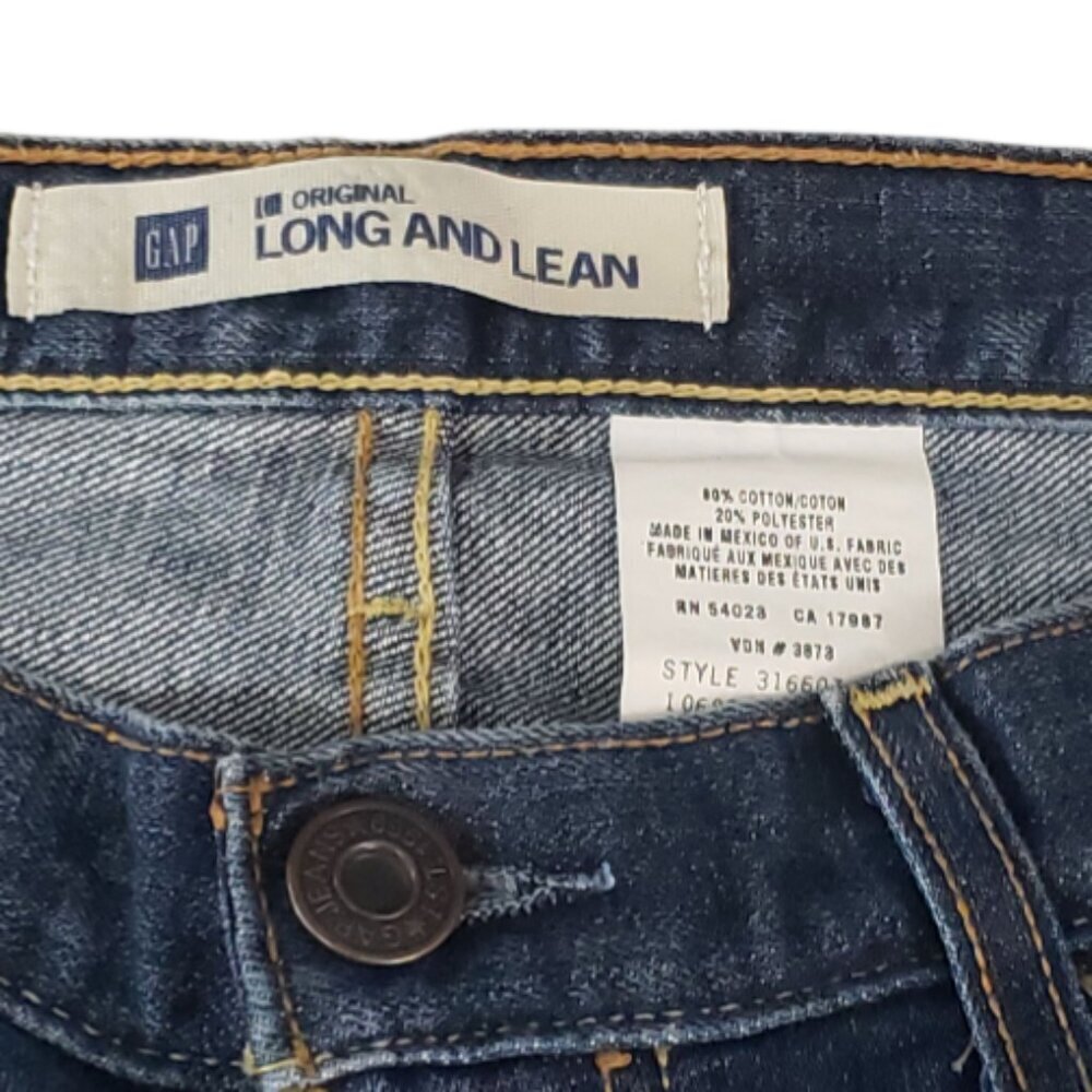 Gap Long And Lean Flare Jeans Womens Long Blue Denim Low Rise Medium Wash 2 - Picture 4 of 5